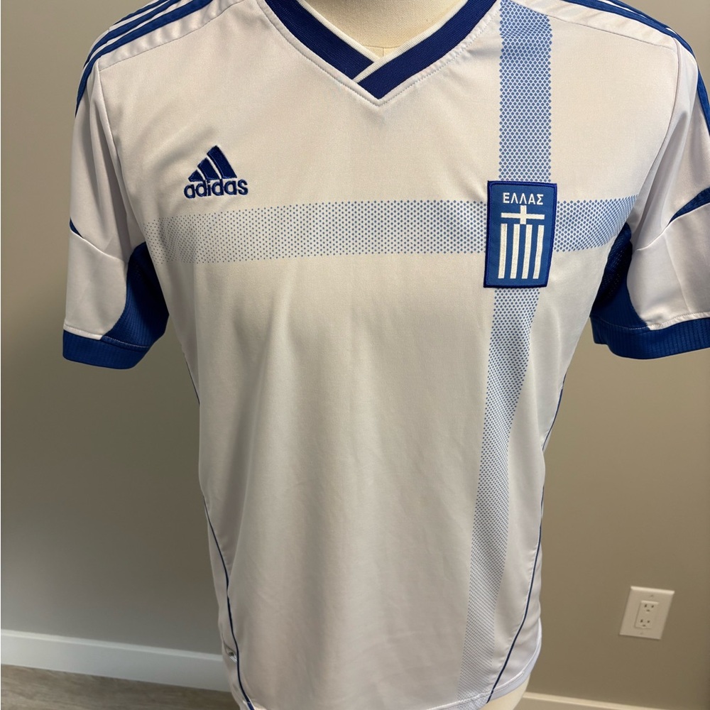 Adidas Men's White and Blue Jersey